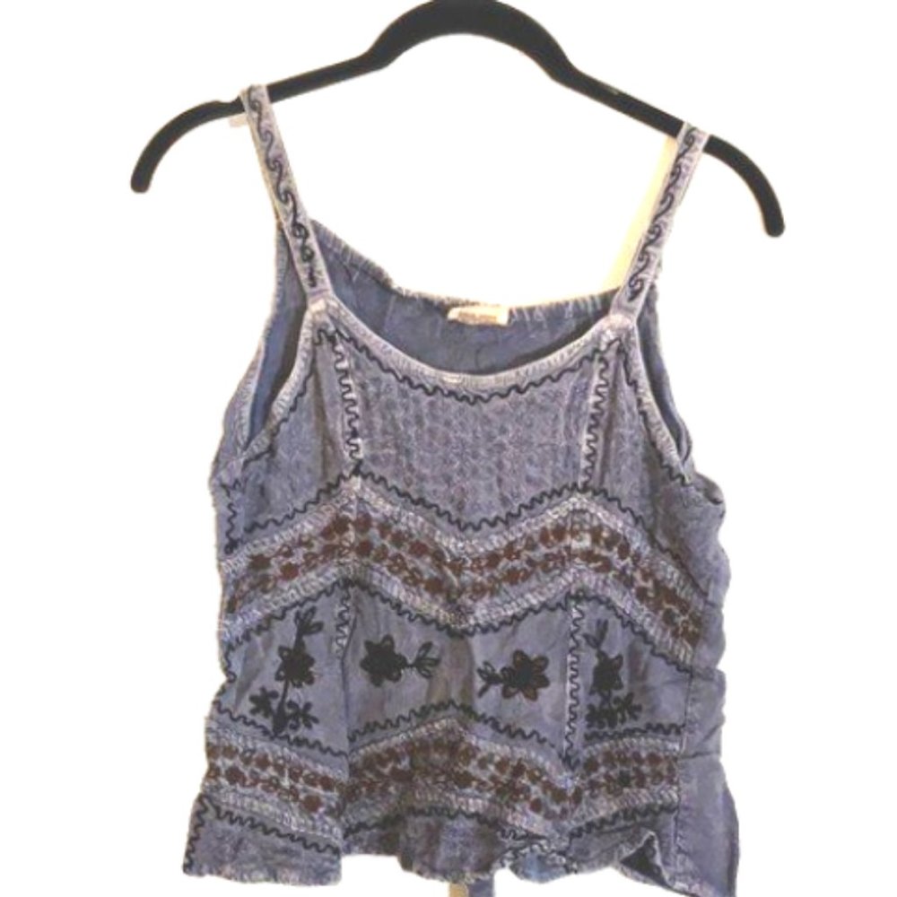 VINTAGE Rayon Boho Blue Top FREE SIZE